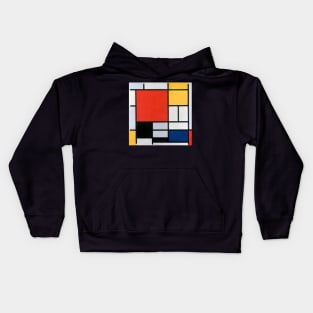 Composition with Red, Yellow, Blue, and Black by Mondrian Kids Hoodie